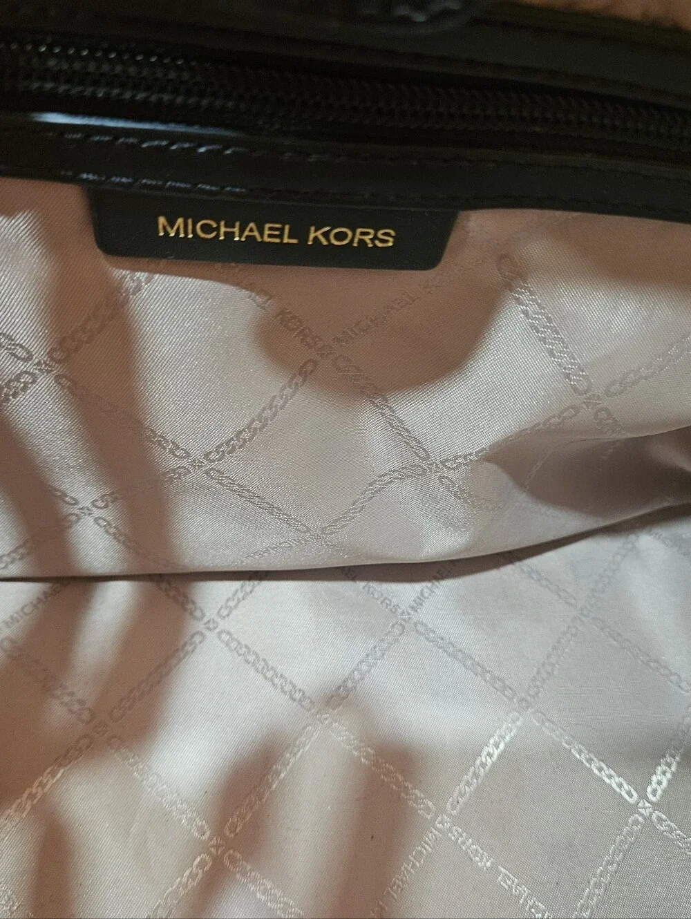 Michael Kors Beige Canvas Tote with Black Trim and MK Logo